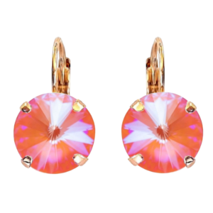 Geena Orange Delite Crystal Earrings in Gold