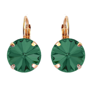 Geena Emerald Crystal Earrings in Gold