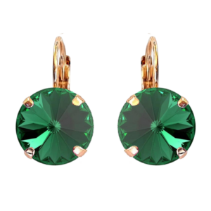 Geena Majestic Green Crystal Earrings in Gold