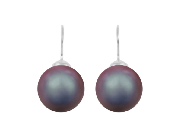 PEARL EARRINGS - STERLING SILVER OR GOLD - SHIMMERY RED