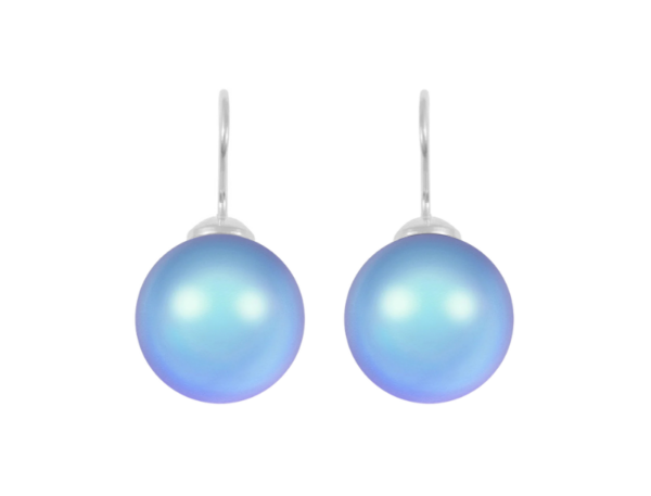 PEARL EARRINGS - STERLING SILVER OR GOLD - SHIMMERY LIGHT BLUE