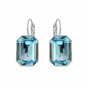 Crystal Aquamarine Emmy Earrings in Silver