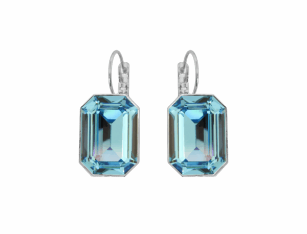 Crystal Aquamarine Emmy Earrings in Silver