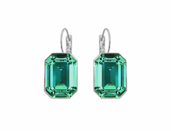 Crystal Emerald Emmy Earrings in Silver