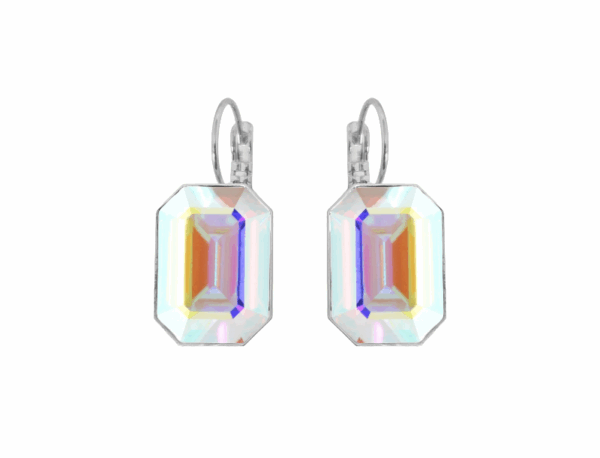Crystal Aurora Borealis Emmy Earrings in Silver