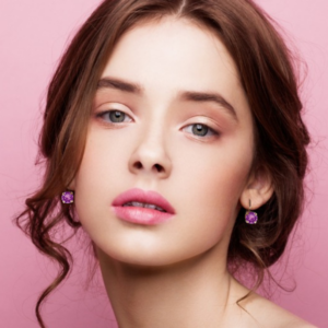 Linda Amethyst Crystal Earrings in Gold