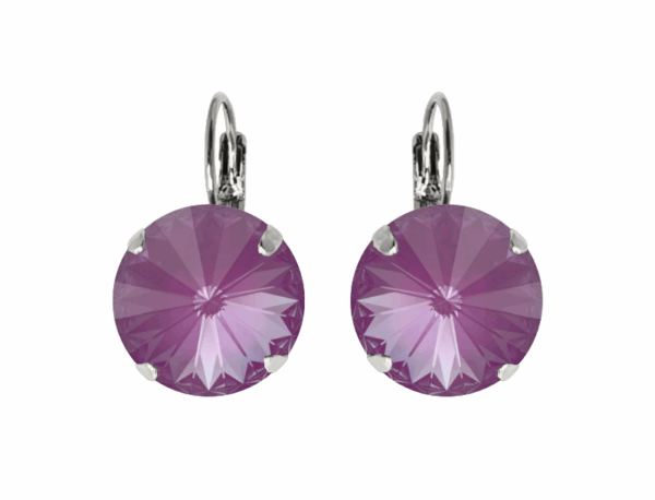 Geena Orchid Crystal Earrings in Silver