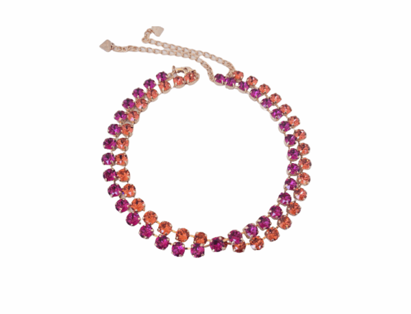Fuchsia and Orange Delite Crystal Necklace