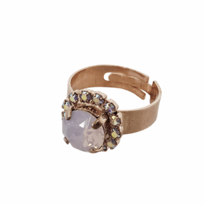 HALO ADJUSTABLE ROUND CUT RING - ROSEWATER OPAL