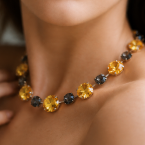 Angela Sunflower Silver Crystal Necklace