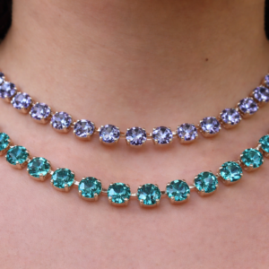 Classic Tanzanite and Light Turquoise Crystal Necklace Duo