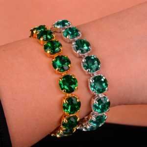 Emerald and Majestic Green Crystal Bracelet Duo (8mm)