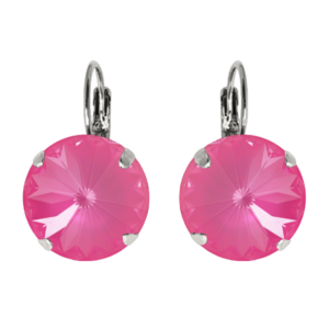 Geena Neon Pink Crystal Earrings in Silver