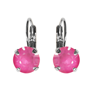 Linda Neon Pink Crystal Earrings in Silver