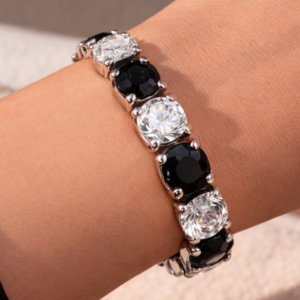 Swarovski Glide Midnight Snow Bracelet in Silver (12mm)