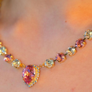 ALEX HALO LIGHT PINKS CRYSTAL NECKLACE