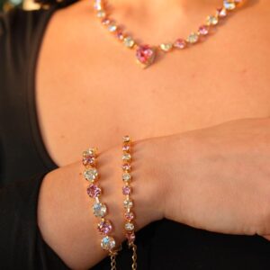 ALEX HALO LIGHT PINKS CRYSTAL NECKLACE