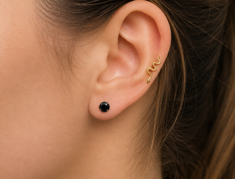 Classic Jet Black Sterling Studs
