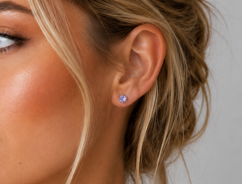 Classic Provence Purple Sterling Studs
