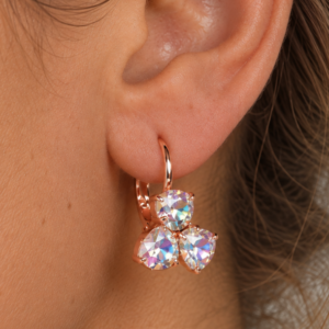 Trilliant Aurora Borealis Earrings in Rose Gold