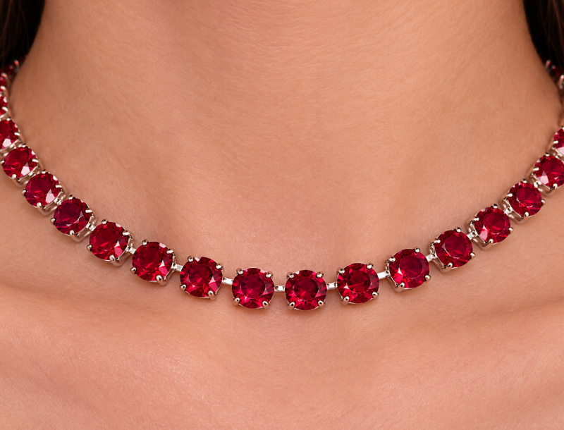 Classic Light Siam Crystal Necklace